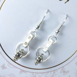 Silver Wheel Dangle Earrings